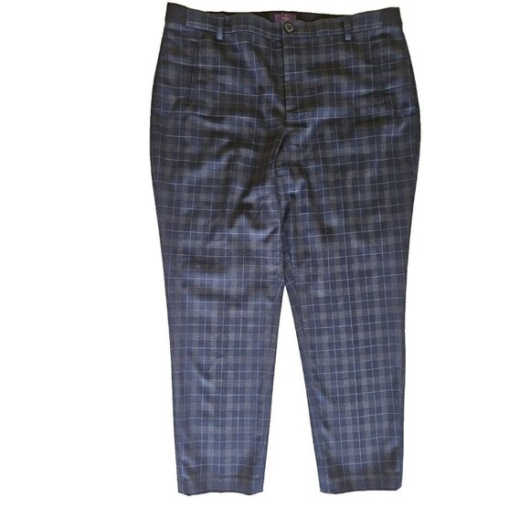 NYDJ Ankle Sz 14 Black Green Plaid Pants Lift Tuck Pull On Capsule Office Casual - Picture 11 of 14